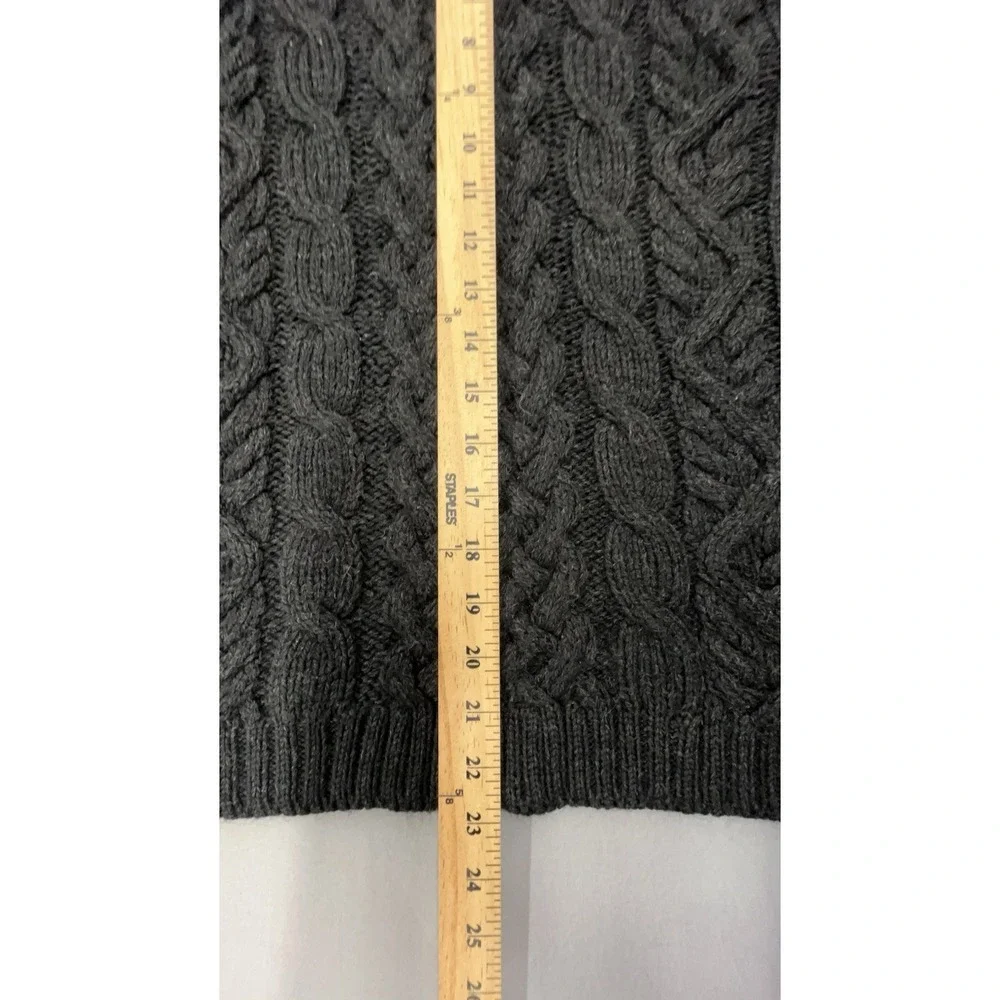 Peregrine Wool Sweater Women M Dark Gray‎ Black Cable Knit Turtleneck Fisherman